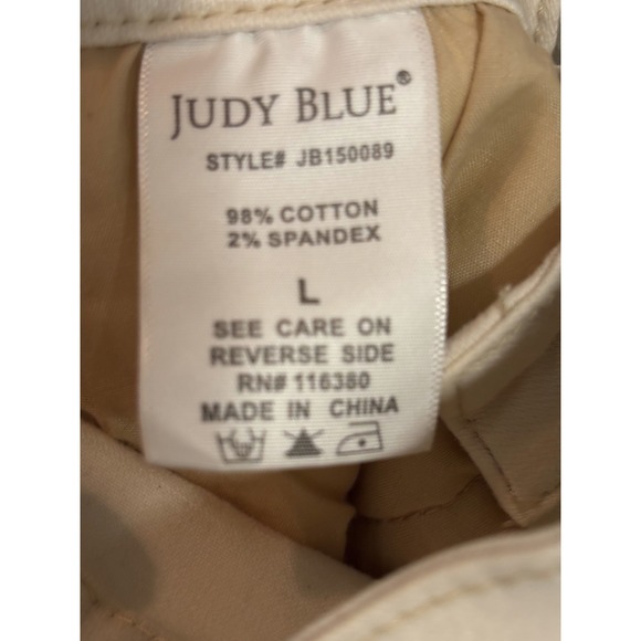 Judy Blue Los Angeles Denim Shorts Women's Large Off-White Distressed High-Waist - Picture 6 of 7